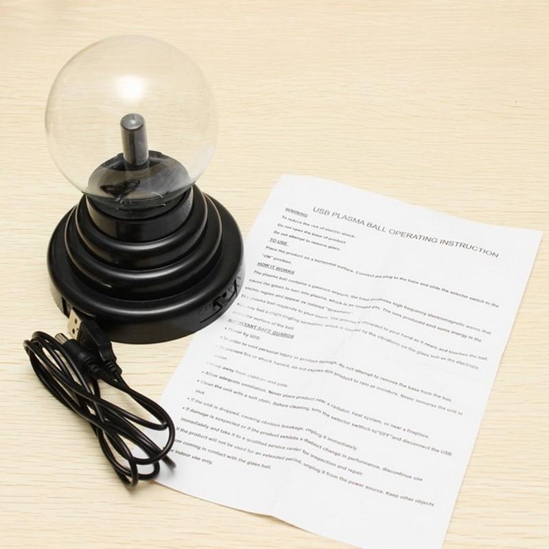 Hot Selling 8*8*13cm USB Magic Black Base Glass Plasma Ball Sphere Lightning Party Lamp Light With USB Cable|LED Table Lamps