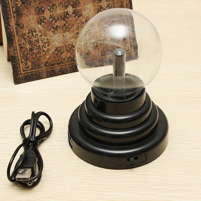 Hot Selling 8*8*13cm USB Magic Black Base Glass Plasma Ball Sphere Lightning Party Lamp Light With USB Cable|LED Table Lamps