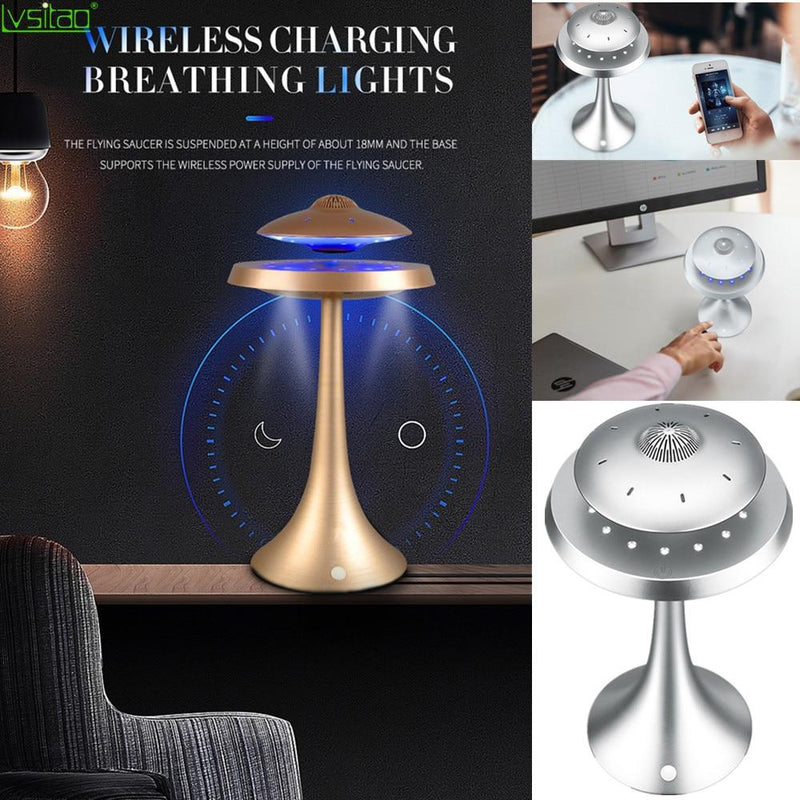 Magnetic Suspension Levitating led table lamp with UFO speaker bluetooth Surround Sound BT speaker creative gifts night lights|Novelty Lighting