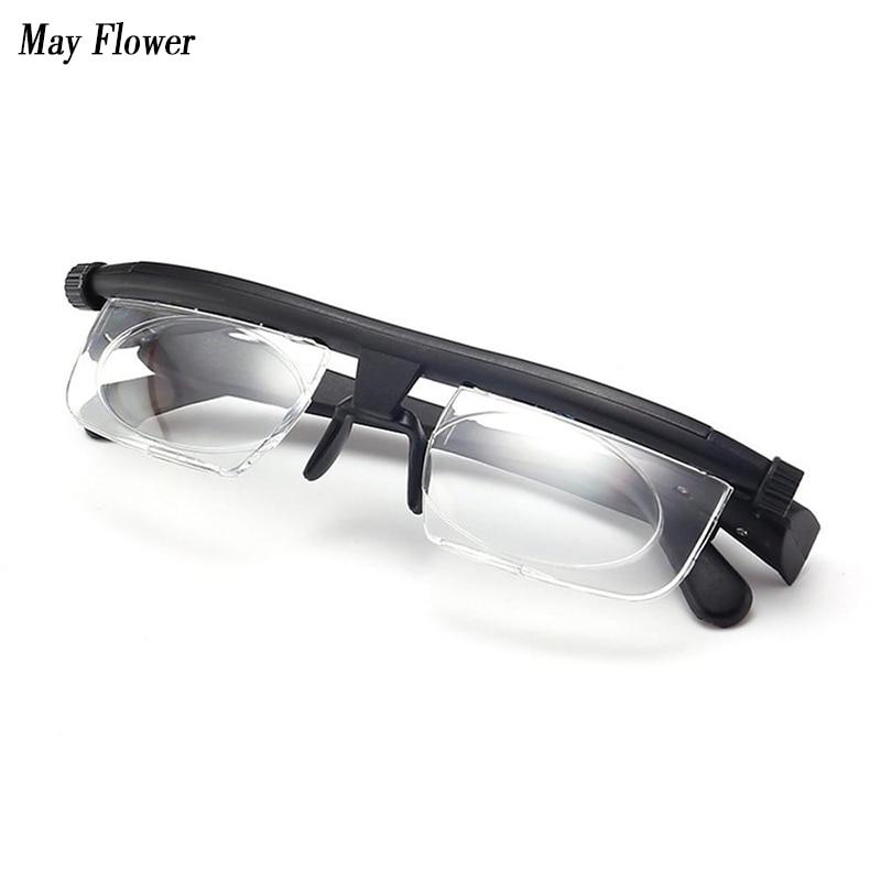 May Flower TR90 Magnifying Eyewear Double Vision Focus Dial Adjustable Glasses 6d to +3D Reading Myopia Presbyopic Glasses|Women's Reading Glasses