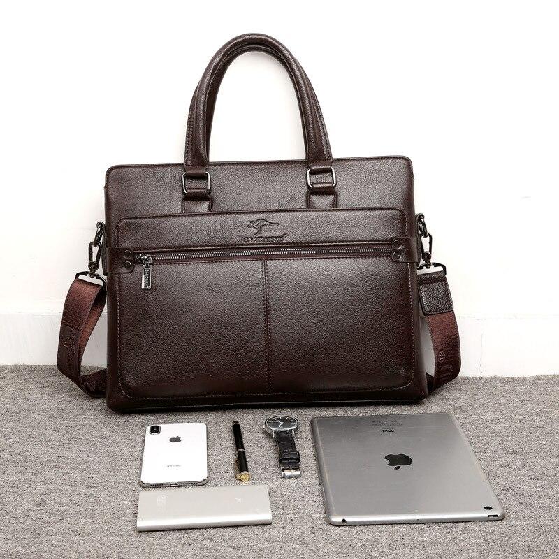 Men's Leather Briefcase PU Material 14inch Men's Shoulder Bag For Men Crossbody Bags 2019 Fashion Bussiness Briefcase handbag|Briefcases