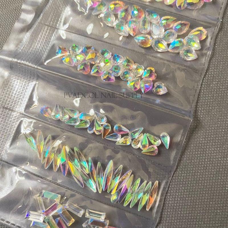 Mixed 3D AB Diamond Gems Nail Glitter Rhinestones Nail Art Decorations Shiny Stones Charm Manicure Accessories|Rhinestones & Decorations