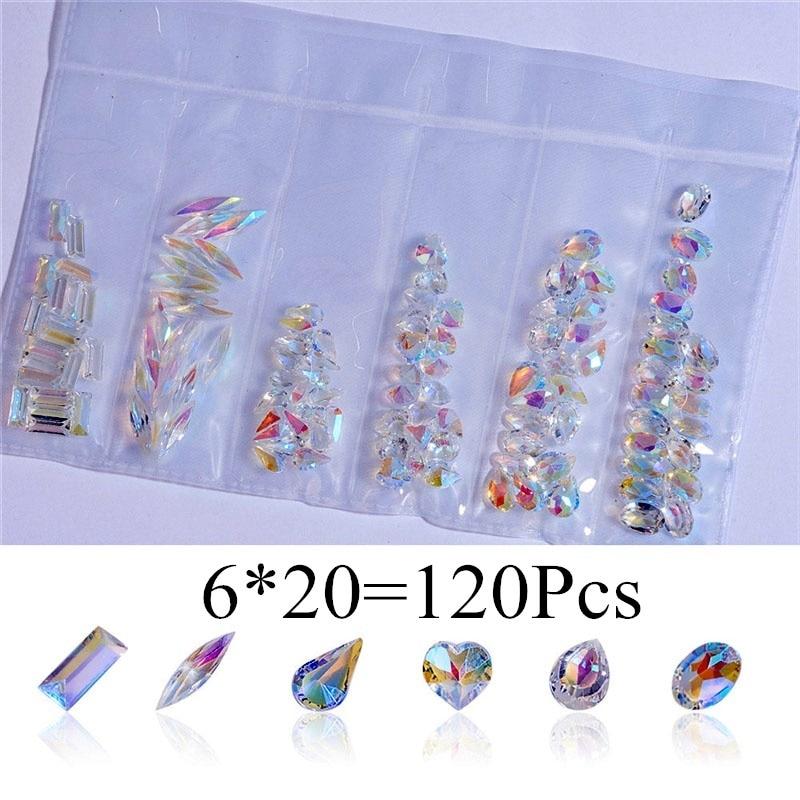 Mixed 3D AB Diamond Gems Nail Glitter Rhinestones Nail Art Decorations Shiny Stones Charm Manicure Accessories|Rhinestones & Decorations