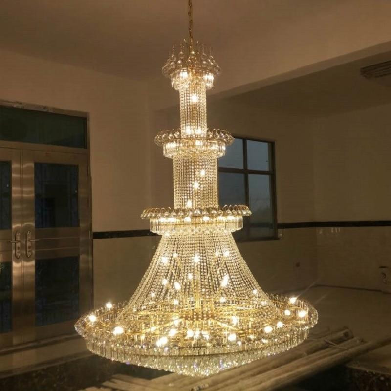 Modern Crystal Chandelier Lighting Large Lustre K9 Led Gold Crystal Chandelier Lamp Upscale Royal Living Room Hotel|crystal chandelier lighting|modern crystal chandelier lightingcrystal chandelier lamp