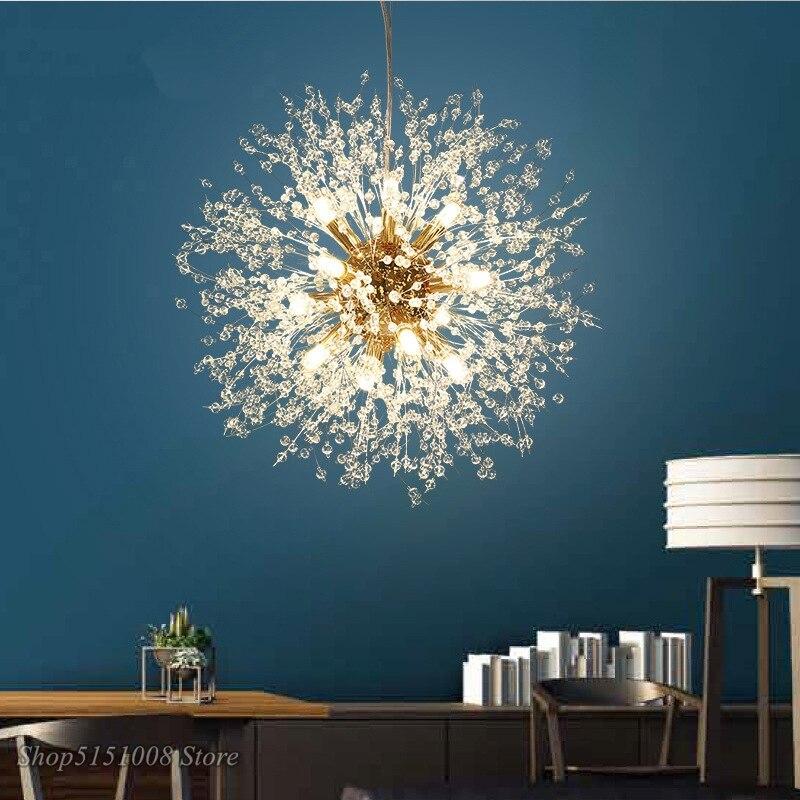 Modern LED Crystal Chandelier Pendant Hanging Lamp Dandelion Chandelier Lighting Luminaire for Living Dining Room Decor Fixtures|Pendant Lights