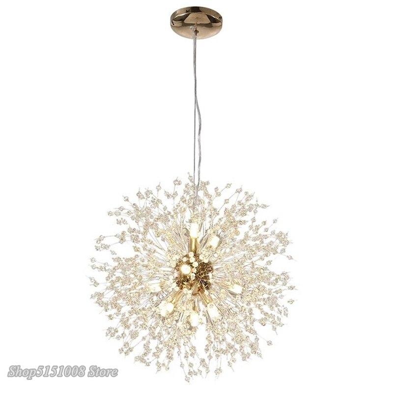 Modern LED Crystal Chandelier Pendant Hanging Lamp Dandelion Chandelier Lighting Luminaire for Living Dining Room Decor Fixtures|Pendant Lights