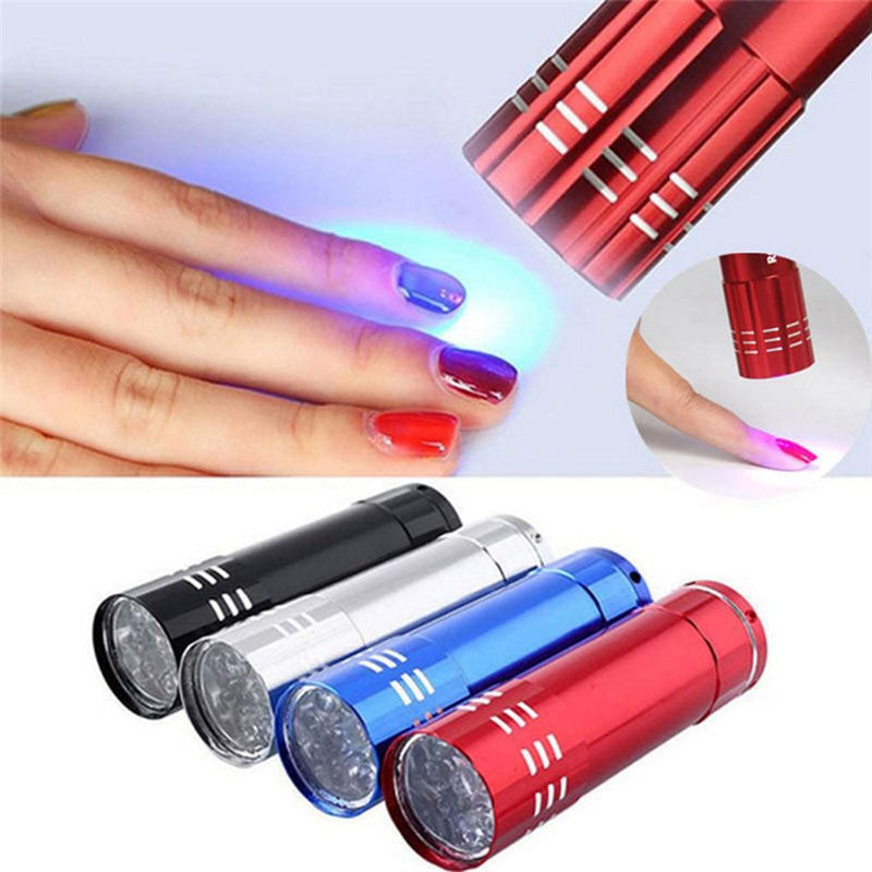 Nail Dryer Mini 9 LED Lights Flashlight UV Lamp Portable Nail Gel Mask Fast Drying Manicure Tool|Nail Dryers