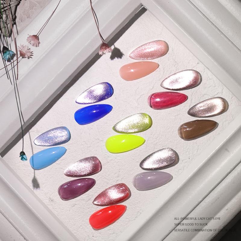 New 15ml Soak Off 9D Wide Cat eyes Magnetic Gel Polish Bright Silver UV Gel Nail Polish Enamel Lacquer Glitter Nail Art Varnish|Nail Polish