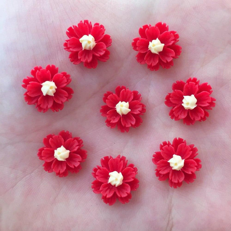 New 80pcs Resin 13mm 3D flower Flatback stone Scrapbook wedding Buttons DIY Ornaments crafts R92*2|Figurines & Miniatures