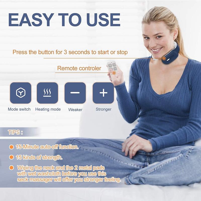 New Remote Smart Neck Shoulder EMS Muscle Massager Trainer Relaxation Electric Pain Relief ToolCervical Vertebra Physiotherapy|Neck Massage Instrument