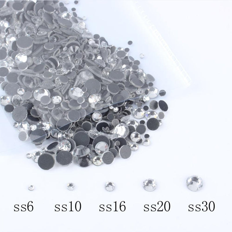 New packing 1200pcs Mix Size Hot Fix Rhinestone Shiny DMC Hot Fix Rhinestones Crystal SS6 SS30 for clothes DIY free shipping|Rhinestones