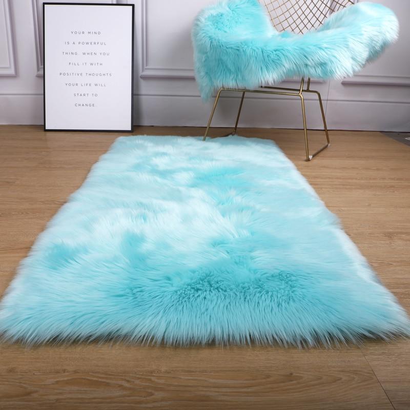 Plush soft European bedroom carpet imitation wool pad long hair bedside bay window cushion sofa cushion white red window carpet|Carpet