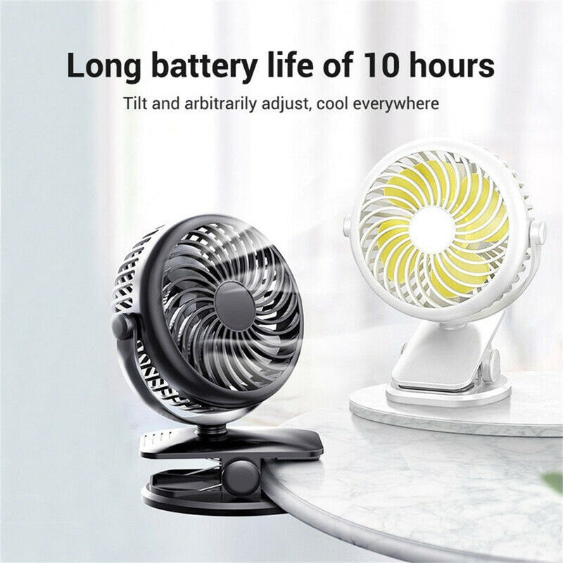 Portable Mini Mute Fan 2 Ways Desktop+Clips On Rechargeable Rotatable Mini Portable Handheld Charging Small Fan