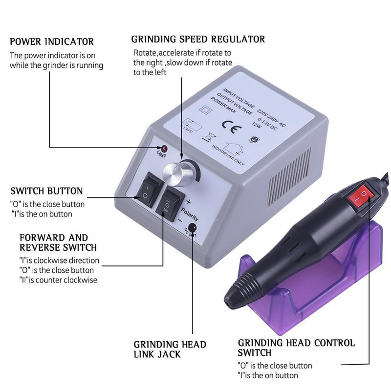 Professional Electric Nail Drill Machine Set Nail Art File Milling Cutter Manicure Nail Art Pen Pedicure Equipment Nail Art Tool|Electric Manicure Drills