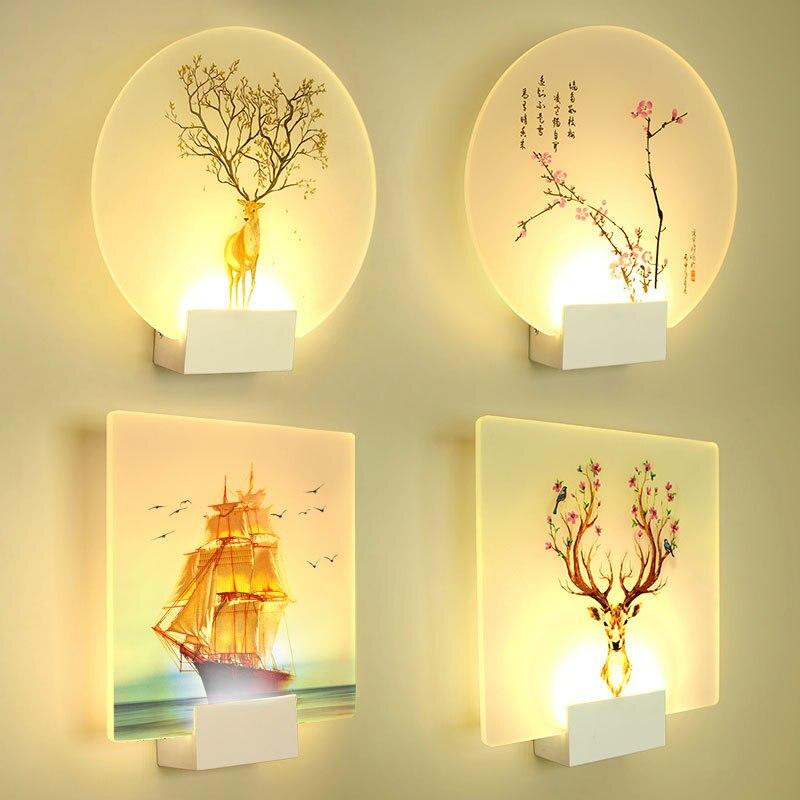 Remote Control Modern Wall Lamp Romantic Wall Picture For Living Room Bedroom Bedside Lighting LED Round Square Wall Lamp Lights|LED Indoor Wall Lamps