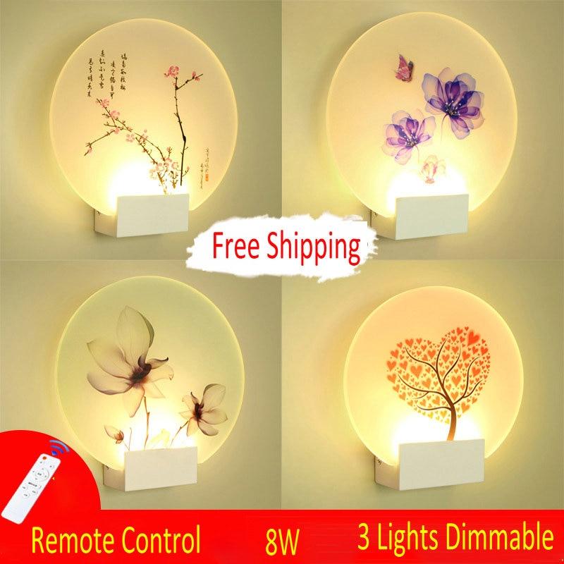 Remote Control Modern Wall Lamp Romantic Wall Picture For Living Room Bedroom Bedside Lighting LED Round Square Wall Lamp Lights|LED Indoor Wall Lamps