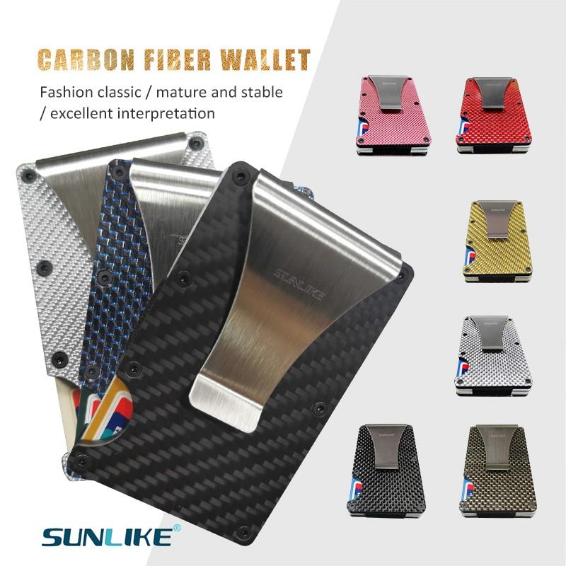 SULIKE new Fashion Slim Carbon Fiber Credit Card Holder RFID Non scan Metal Wallet Purse Male Carteira Masculina Billetera|Game Collection Cards