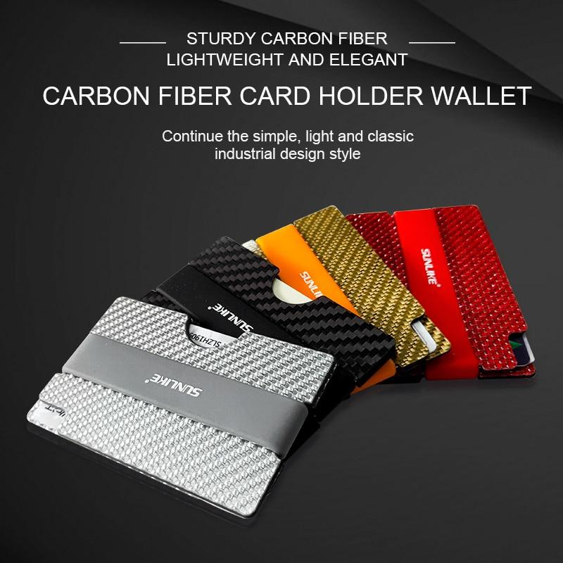 SULIKE new Fashion Slim Carbon Fiber Credit Card Holder RFID Non scan Metal Wallet Purse Male Carteira Masculina Billetera|Game Collection Cards