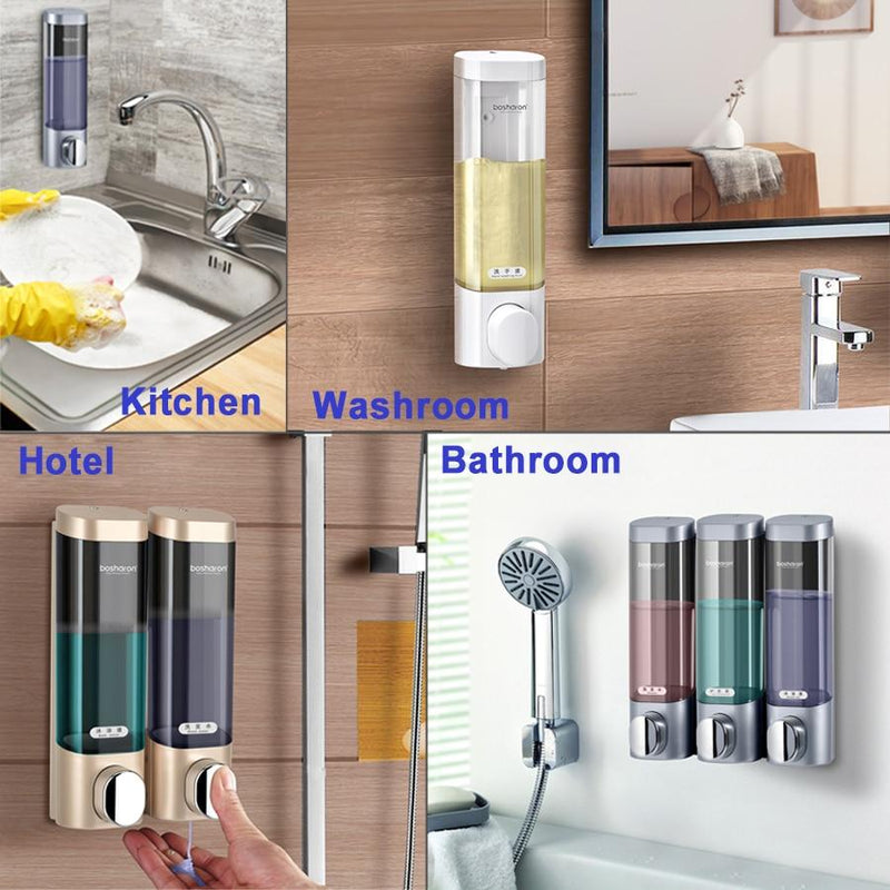 Soap Dispenser Wall Mounted Shampoo Bottles Triple Detergent Shower Gel Dispensers 300ml Plastic Home Hotel Bathroom Accessories|Liquid Soap Dispensers