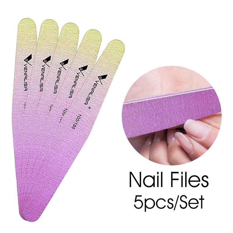 Venalisa Nail File 100/180 Nail Buffer 5 piece Nail Tool For Manicure Pedicure Gel Polish Cuticle Remover Nail Art Accessories|Nail Gel