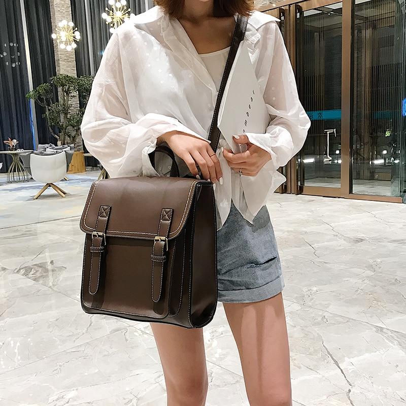 Vintage Backpack Female Pu Leather Bag Women's Backpack Fashion School Bag for Girls High Quality Leisure Shoulder Bag Sac A Dos