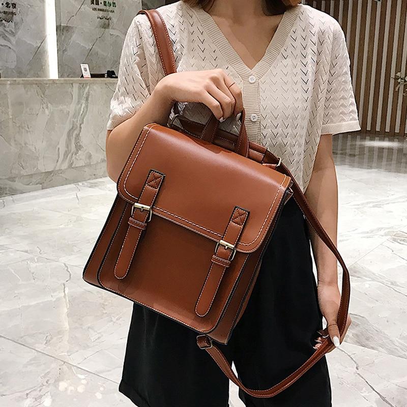 Vintage Backpack Female Pu Leather Bag Women's Backpack Fashion School Bag for Girls High Quality Leisure Shoulder Bag Sac A Dos