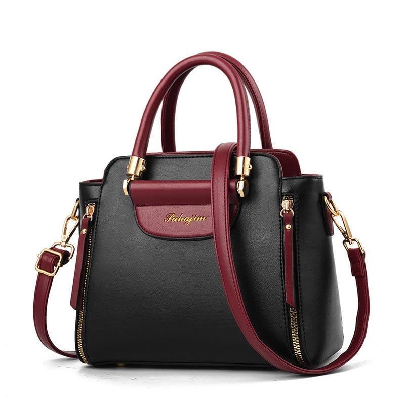 Women Handbag Shoulder Bag Girls Fashion Famous Design Leather Big Casual Tote High Quality Hasp Casual Black New 2019