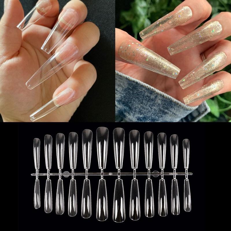 XXL Extra Long Tapered Coffin False Nail Tips Full Cover Nails Fake Tip Press On Salon Manicure Supply|False Nails