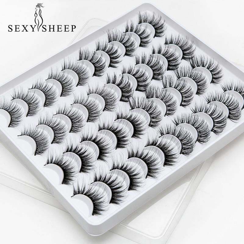 SEXYSHEEP 8/20 Pairs 15 20mm Natural 3D False Eyelashes Fake Lashes Makeup Kit Mink Lashes Extension Mink Eyelashes Wholesale|False Eyelashes