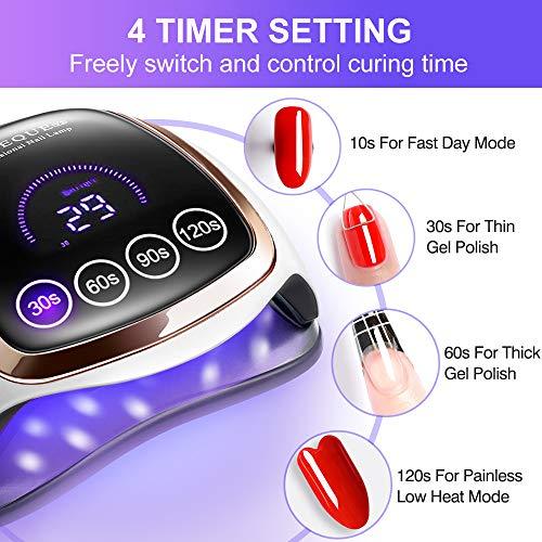 UV LED Nail Lamp, Gugusure 168W Nail Curing Lamps for Home & Salon, Led Nail Dryer for Gel Polish with Automatic Sensor/4 Timer Setting, Professional Nail Art Tools for Fingernail and Toenail Nail