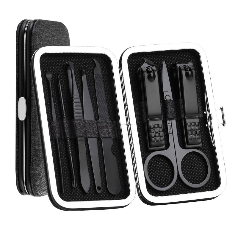 ELECOOL 8pcs/Set Stainless Steel Nail Clipper Pedicure Set with Scissor Tweezer Professional Manicure Tools Nail Supplies TSLM2|Sets & Kits