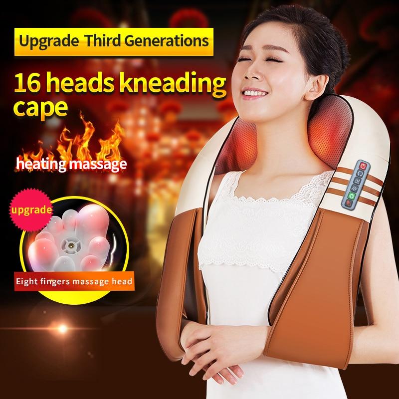 (with Gift Box) JinKaiRui U Shape Electrical Shiatsu Back Neck Shoulder Body Massager Infrared Heated Kneading Car/Home Massager|massage infrared|body massagercar back massage