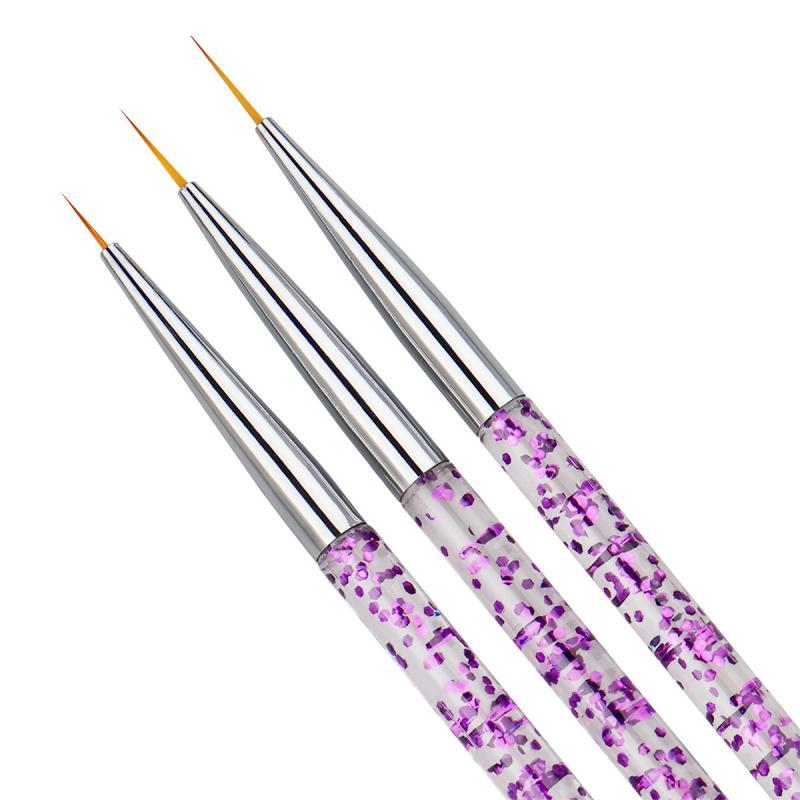 3pcs/set Nail Art Liner Painting Pen 3D Tips DIY Acrylic UV Gel Brushes Drawing Flower Line Grid French Design Manicure Tools|Nail Brushes