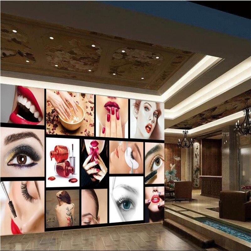 beibehang Europe and the United States fashion beauty salons semi permanent facial brow lip nail wall custom mural wallpaper|mural wallpaper|fashion wallpaperwallpaper fashion