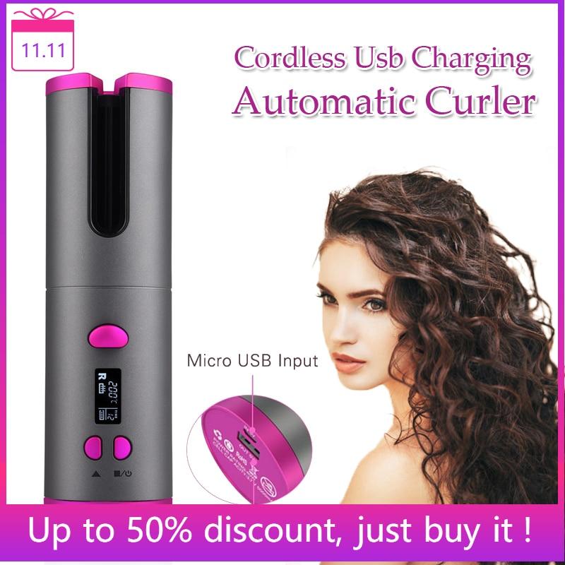 Automatic Hair Curler Auto Ceramic Wireless Curling Iron Hair Waver Tongs Beach Waves Iron Curling Wand Air Curler USB Cordless|Curling Irons