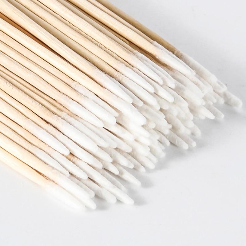 300pcs/bag Cotton Buds Swabs 7cm Long Wooden Handle Tattoo Makeup Microblade Cotton Swab Sticks Makeup Cotton Swabs|Cotton Swabs