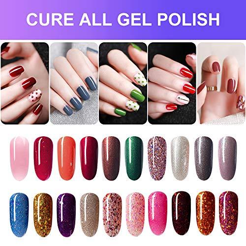 UV LED Nail Lamp, Gugusure 168W Nail Curing Lamps for Home & Salon, Led Nail Dryer for Gel Polish with Automatic Sensor/4 Timer Setting, Professional Nail Art Tools for Fingernail and Toenail Nail