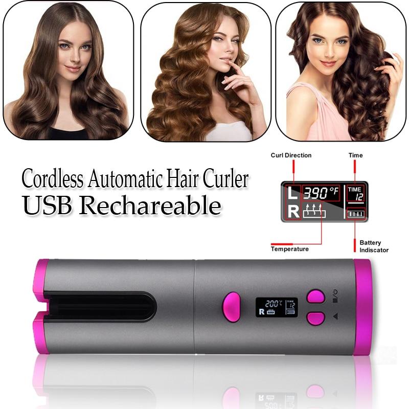 Automatic Hair Curler Auto Ceramic Wireless Curling Iron Hair Waver Tongs Beach Waves Iron Curling Wand Air Curler USB Cordless|Curling Irons