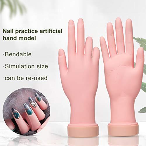 AORAEM Nail Trainning Practice Hand Flexible Soft Plastic Mannequin Hand Nail Art Trainer Manicure Practice Hand Tool