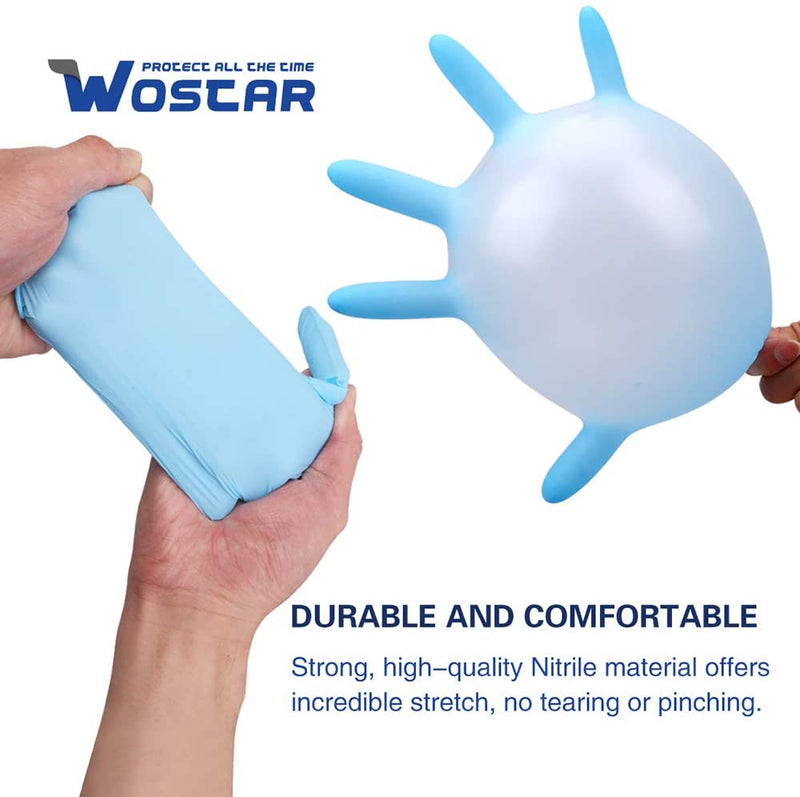 Wostar Nitrile Disposable Gloves 2.5 Mil Pack of 100, Latex Free Safety Working Gloves for Food Handle or Industrial Use