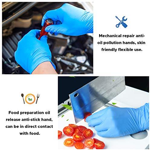 Disposable Gloves 100pcs, TOOCA Vinyl Gloves Disposable Latex Free Food Safe Working Gloves Cleaning Gloves blue Small