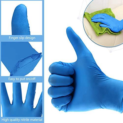 Blue Nitrile Gloves, 100 PCS Disposable Gloves, Latex Free, Cleaning Gloves for Family use, Soft Industrial Gloves, Shipped from The US and Arrived in 7-10 Days (Color:Blue; Size:S)