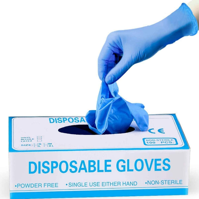 Disposable Gloves 100pcs, TOOCA Vinyl Gloves Disposable Latex Free Food Safe Working Gloves Cleaning Gloves blue Small