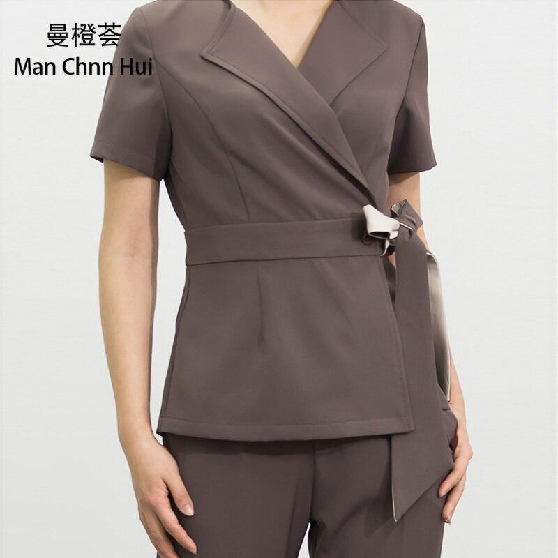 Beauty salon beautician uniform spa health center work clothes women's foot bath sauna massage health technician clothing suit|Scrub Sets