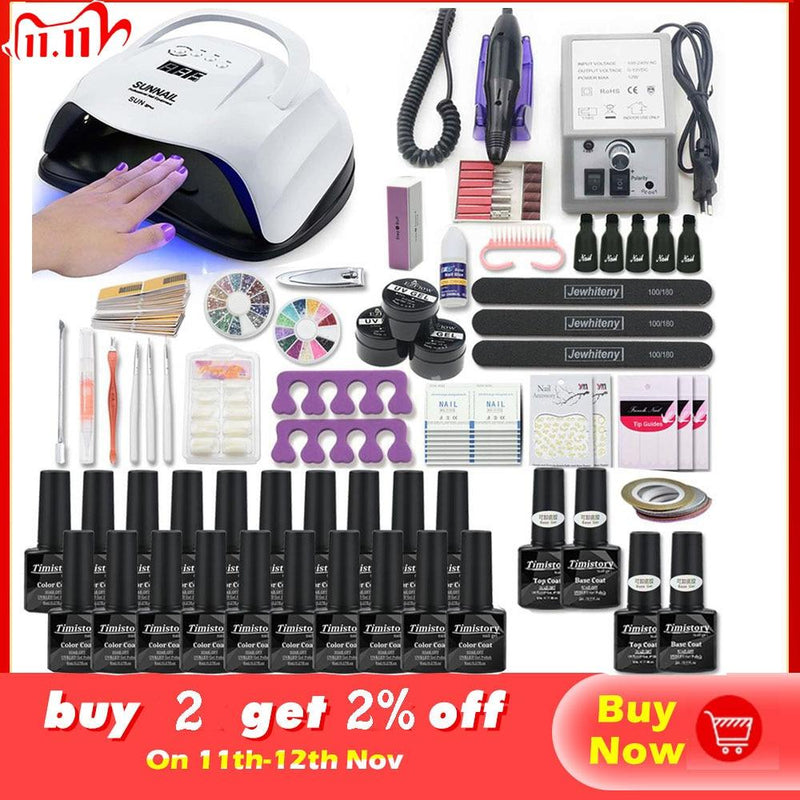 Super Manicure Set for Nail Kit with led Nail lamp 20000RPM Nail drill Machine Nail Polish Kit Acrylic Kit Nail Art Tools Set|Sets & Kits