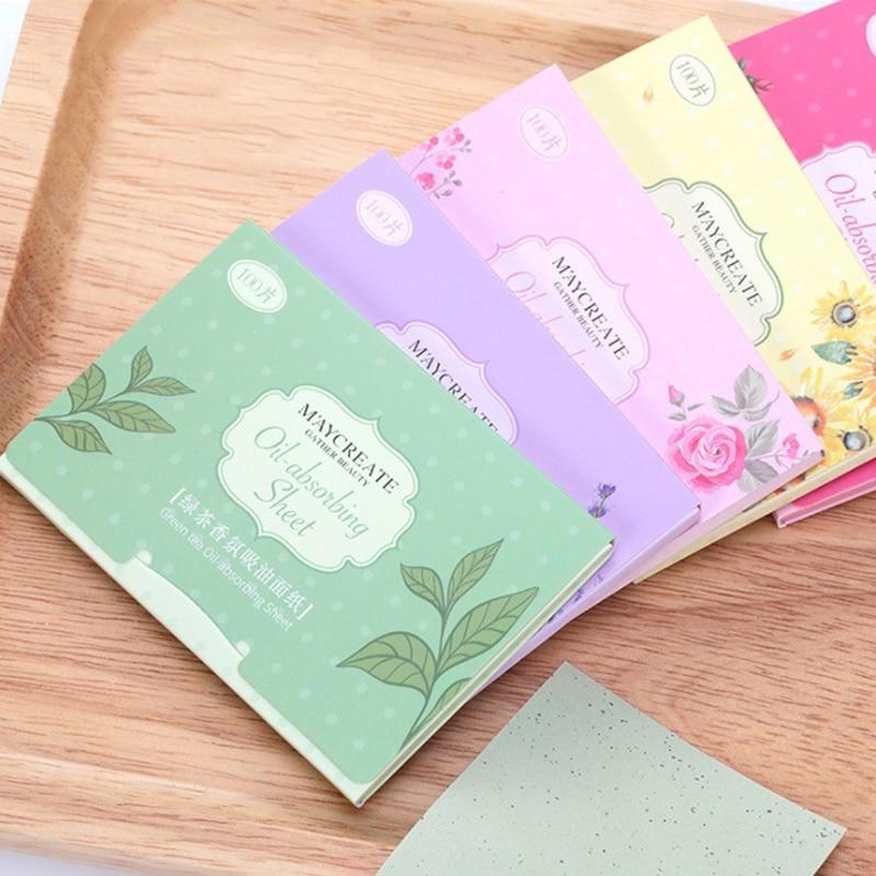 100Pcs Facial Oil Blotting Papers Oil Absorbing Sheets Face Cleanser Acne Treatment Deep Cleansing Oil Control Film Face Makeup|Cotton Pads