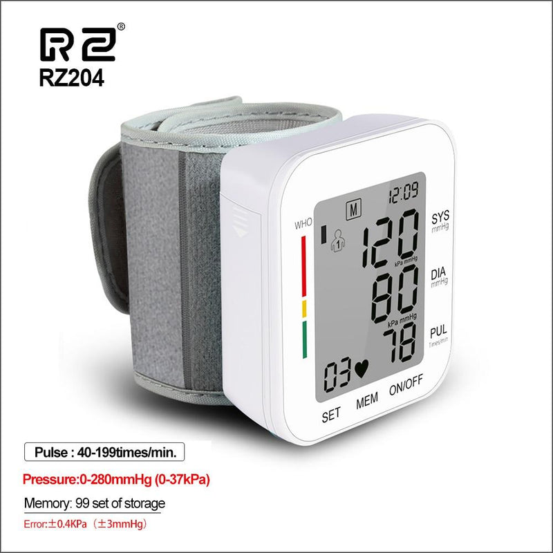 RZ Digital Wrist Blood Pressure Monitor PulseHeart Beat Rate Meter Device Medical Equipment Tonometer BP Mini Sphygmomanometer|Blood Pressure