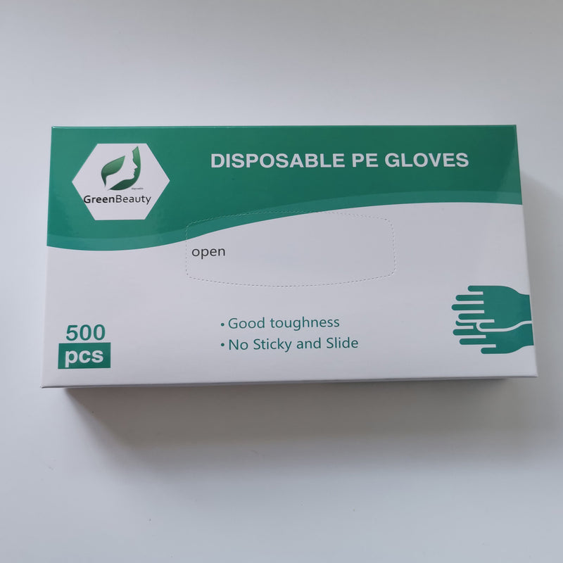 Green Beauty  Plastic Disposable Gloves - Box  / 500 pcs