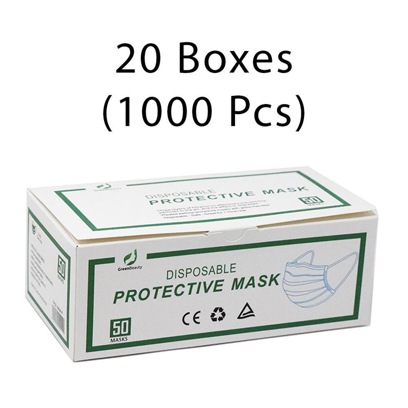 1000 PCS ( 20 boxes) - 3ply Disposable Face Mask Blue