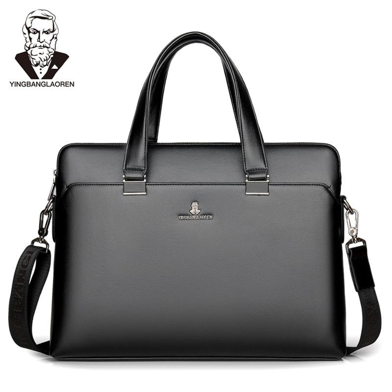 portfolio Luxury Brand laptop tote Bags Business Men Briefcases Men Handbag Totes Casual Male Bag Shoulder bag men leather|Briefcases